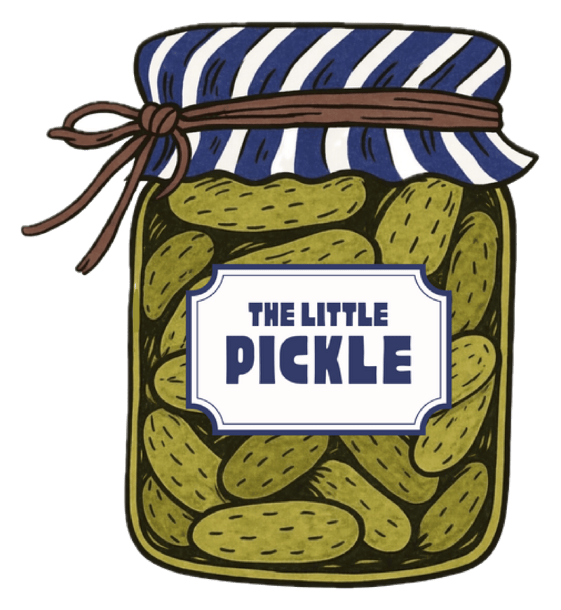 The Little Pickle — hand-drawn illustrated pickle jar
